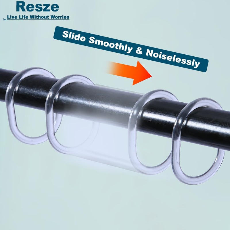 Resze 24 PCS Shower Curtain Rings,Plastic Clear Shower Curtain Hooks,C-Shaped Rings Hook Hanger Bathroom Shower Window Rod - Image 2